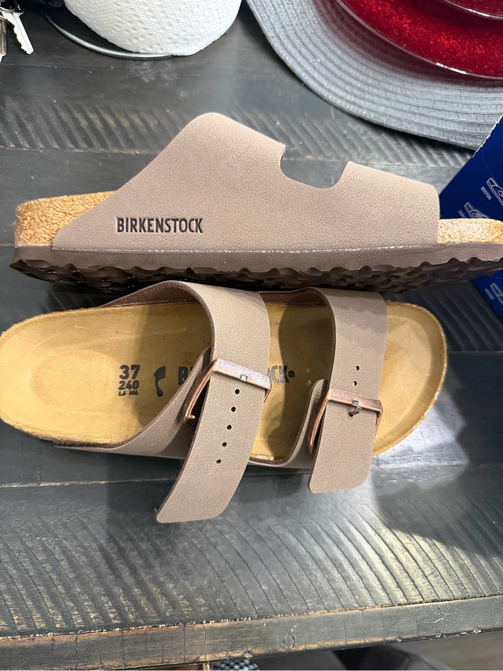 Birkenstock Arizona Sandal in Brown with Copper Buckles - Picture 3 of 5